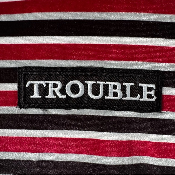 TheRagged Priest TROUBLE Striped Mock Neck Long Sleeve XS velvety streetwear - Picture 2 of 9